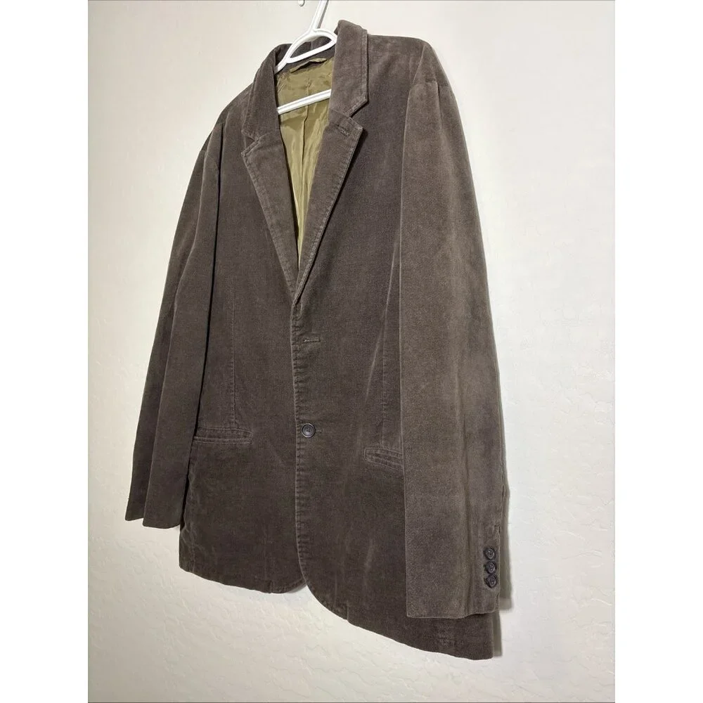 Gap Men XL Brown Suede Cotton Academia Y2K VTG Preppy 2-Button Blazer Grandpa‎